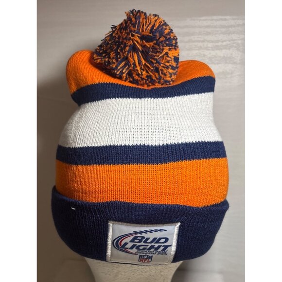 Denver Broncos NFL Bud Light Knit Beanie With Pom Acrylic Winter Hat - Picture 2 of 5